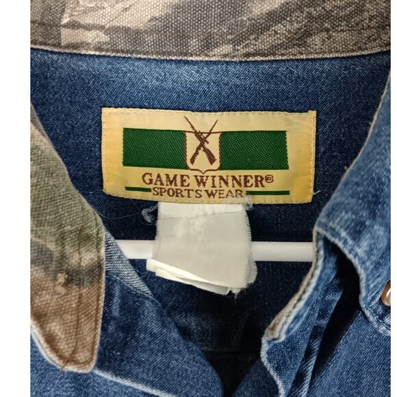 Game Winner Vintage Denim Shooting Shirt Mens XL Blue Camo Hunting Shooting - Picture 5 of 12